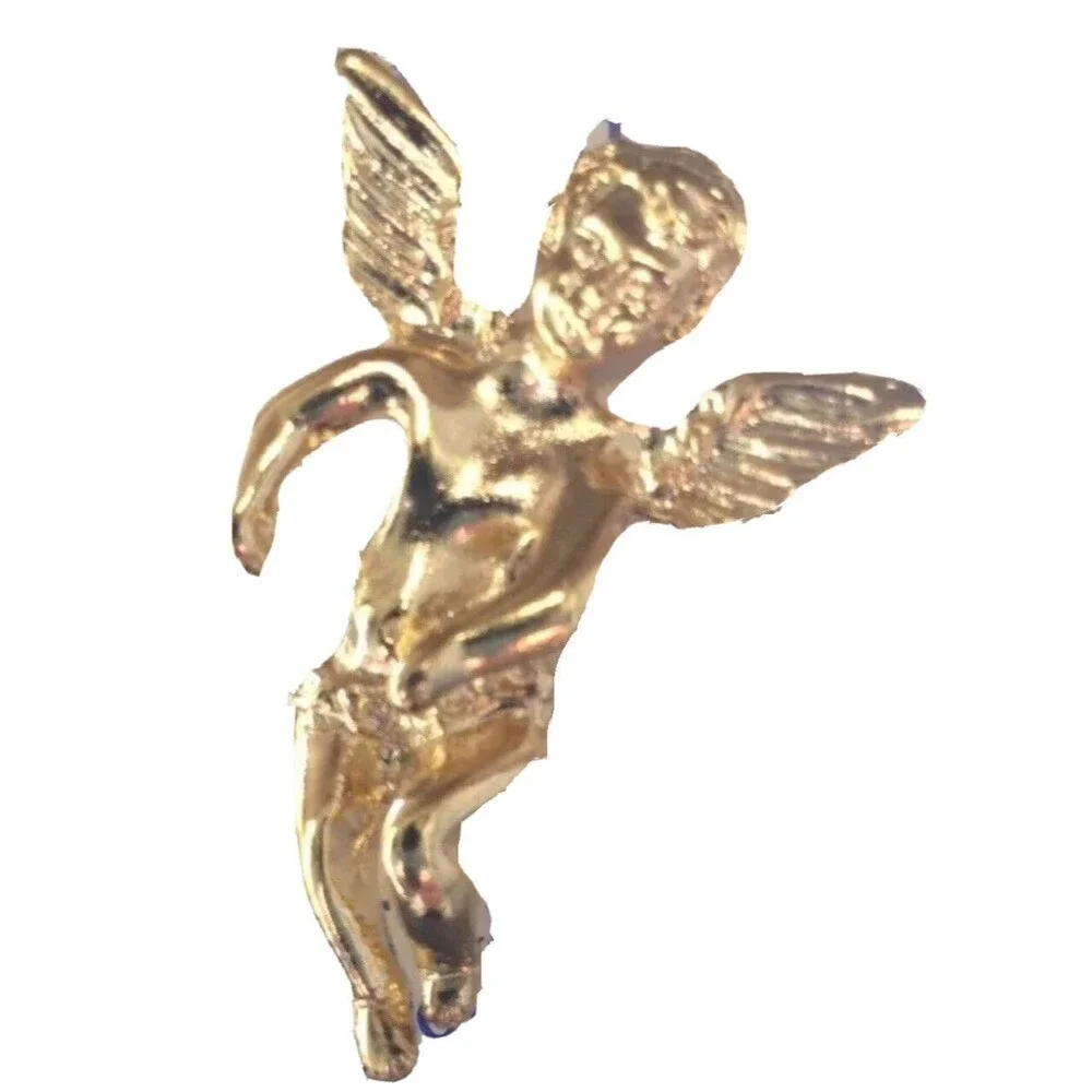Guardian Angel Tie Tack Cherub Vintage Lapel Pin Religious Gold tone Made in USA